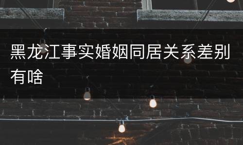 黑龙江事实婚姻同居关系差别有啥