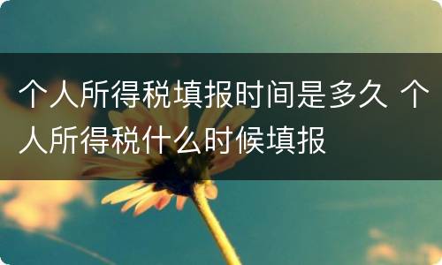 个人所得税填报时间是多久 个人所得税什么时候填报
