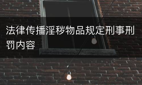 法律传播淫秽物品规定刑事刑罚内容