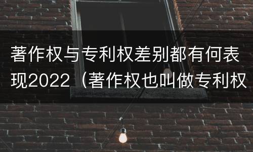 著作权与专利权差别都有何表现2022（著作权也叫做专利权吗）