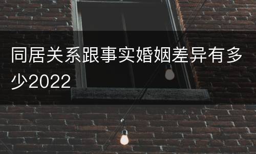 同居关系跟事实婚姻差异有多少2022