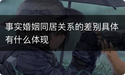 事实婚姻同居关系的差别具体有什么体现