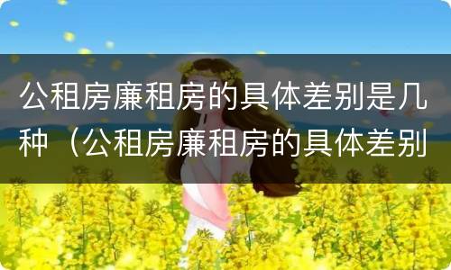 公租房廉租房的具体差别是几种（公租房廉租房的具体差别是几种类型）