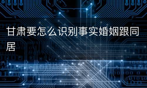 甘肃要怎么识别事实婚姻跟同居