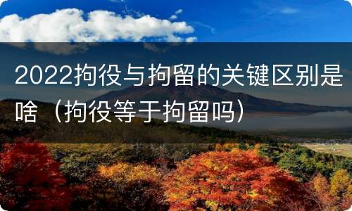 2022拘役与拘留的关键区别是啥（拘役等于拘留吗）