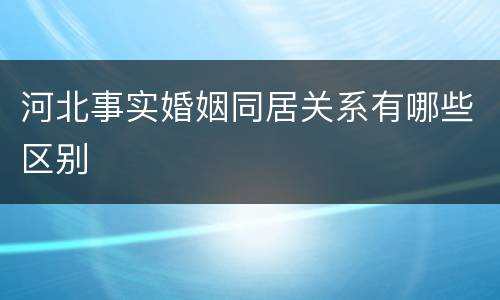 河北事实婚姻同居关系有哪些区别