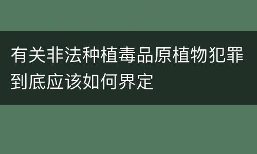 有关非法种植毒品原植物犯罪到底应该如何界定