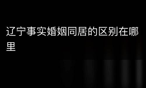 辽宁事实婚姻同居的区别在哪里