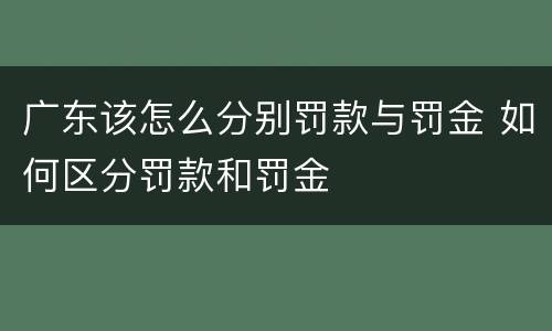 广东该怎么分别罚款与罚金 如何区分罚款和罚金