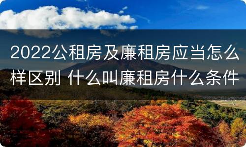 2022公租房及廉租房应当怎么样区别 什么叫廉租房什么条件什么叫公租房