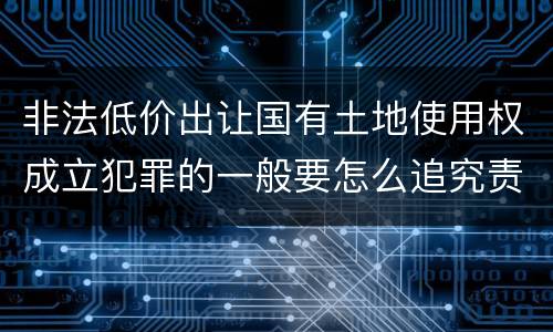 非法低价出让国有土地使用权成立犯罪的一般要怎么追究责任