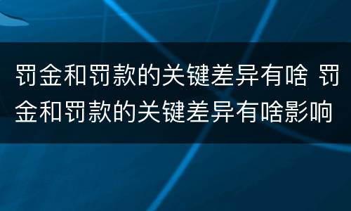 罚金和罚款的关键差异有啥 罚金和罚款的关键差异有啥影响