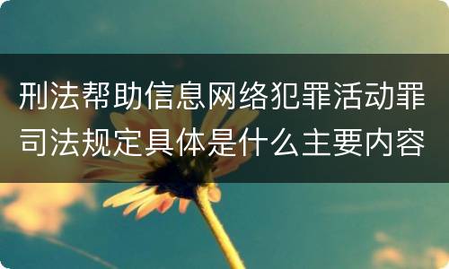 刑法帮助信息网络犯罪活动罪司法规定具体是什么主要内容