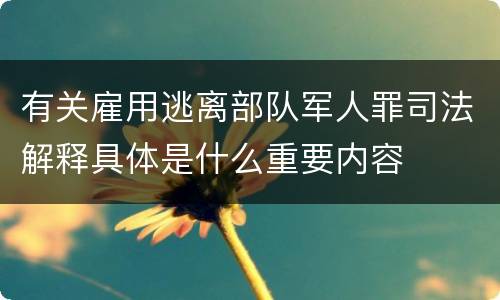 有关雇用逃离部队军人罪司法解释具体是什么重要内容