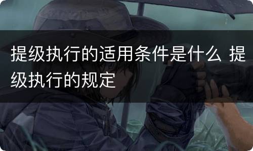 提级执行的适用条件是什么 提级执行的规定