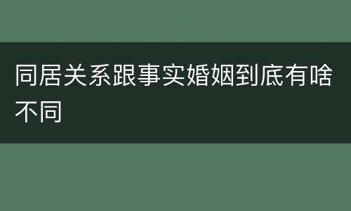 同居关系跟事实婚姻到底有啥不同