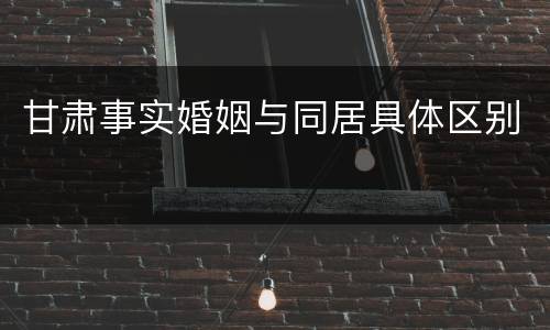 甘肃事实婚姻与同居具体区别