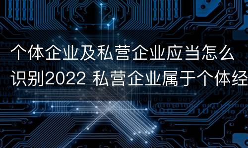 个体企业及私营企业应当怎么识别2022 私营企业属于个体经营吗