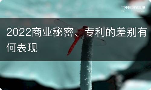2022商业秘密、专利的差别有何表现