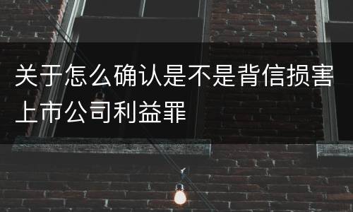 关于怎么确认是不是背信损害上市公司利益罪