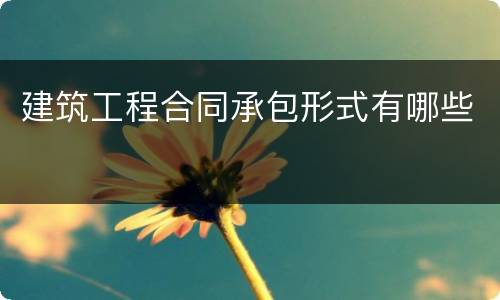 建筑工程合同承包形式有哪些
