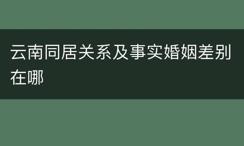 云南同居关系及事实婚姻差别在哪