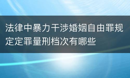 法律中暴力干涉婚姻自由罪规定定罪量刑档次有哪些
