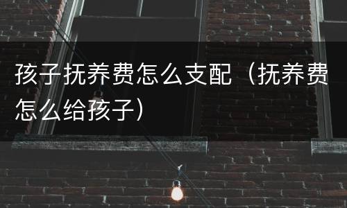 孩子抚养费怎么支配（抚养费怎么给孩子）