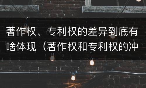 著作权、专利权的差异到底有啥体现（著作权和专利权的冲突）