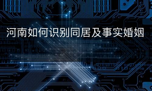 河南如何识别同居及事实婚姻
