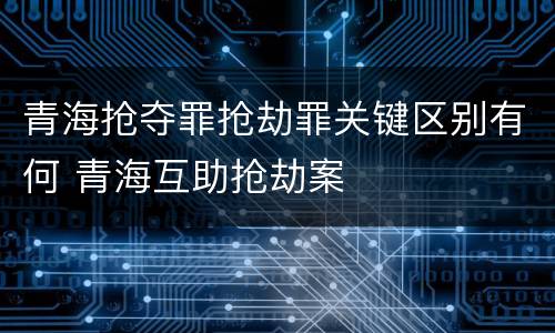 青海抢夺罪抢劫罪关键区别有何 青海互助抢劫案