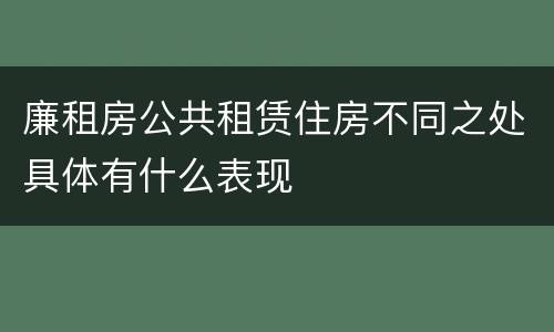 廉租房公共租赁住房不同之处具体有什么表现