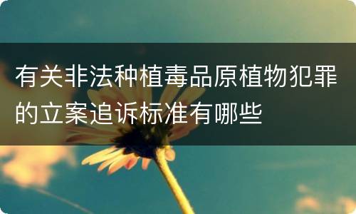 有关非法种植毒品原植物犯罪的立案追诉标准有哪些