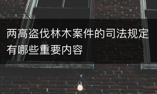 两高盗伐林木案件的司法规定有哪些重要内容