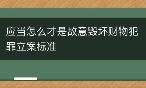 应当怎么才是故意毁坏财物犯罪立案标准