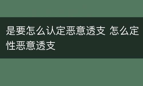 是要怎么认定恶意透支 怎么定性恶意透支