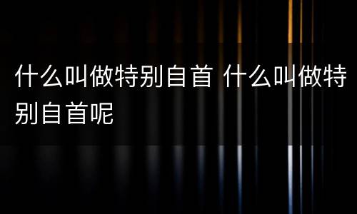 什么叫做特别自首 什么叫做特别自首呢