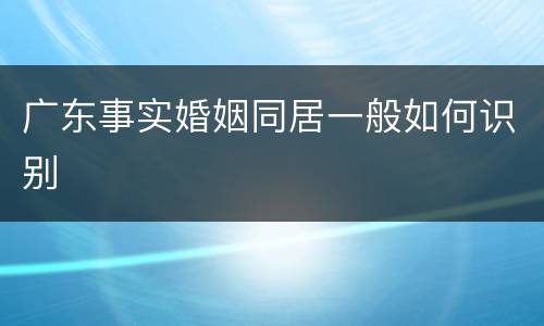 广东事实婚姻同居一般如何识别