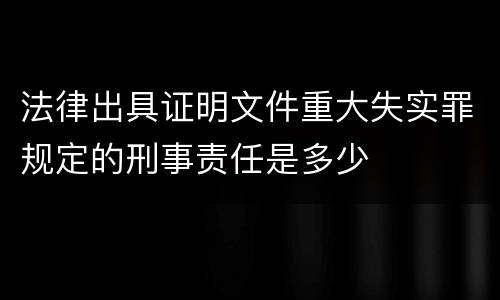法律出具证明文件重大失实罪规定的刑事责任是多少