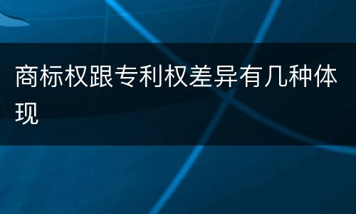 商标权跟专利权差异有几种体现