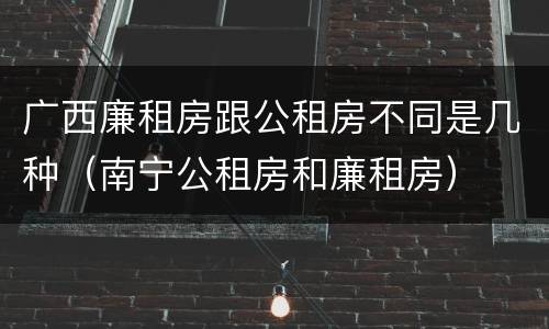 广西廉租房跟公租房不同是几种（南宁公租房和廉租房）