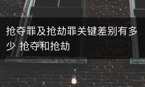 抢夺罪及抢劫罪关键差别有多少 抢夺和抢劫