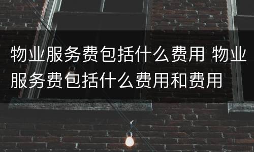 物业服务费包括什么费用 物业服务费包括什么费用和费用