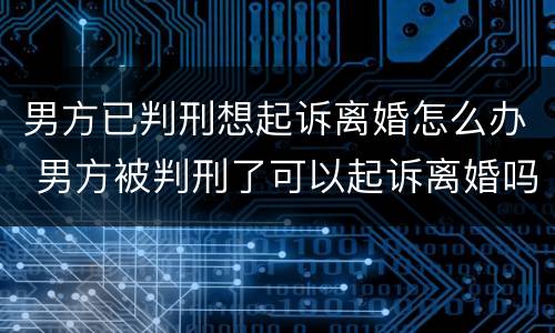 男方已判刑想起诉离婚怎么办 男方被判刑了可以起诉离婚吗