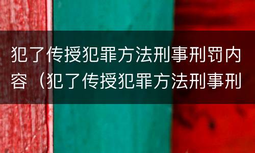 犯了传授犯罪方法刑事刑罚内容（犯了传授犯罪方法刑事刑罚内容怎么写）