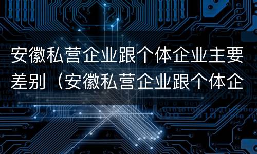 安徽私营企业跟个体企业主要差别（安徽私营企业跟个体企业主要差别是什么）