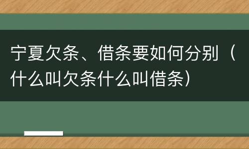 宁夏欠条、借条要如何分别（什么叫欠条什么叫借条）
