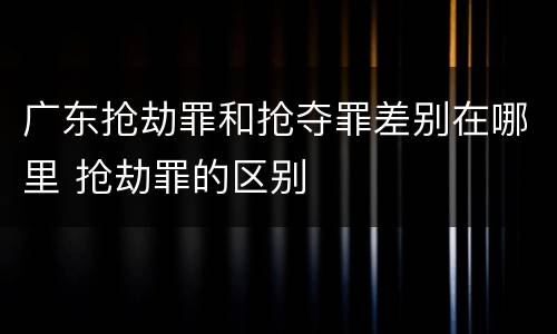 广东抢劫罪和抢夺罪差别在哪里 抢劫罪的区别