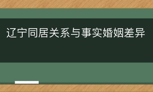 辽宁同居关系与事实婚姻差异
