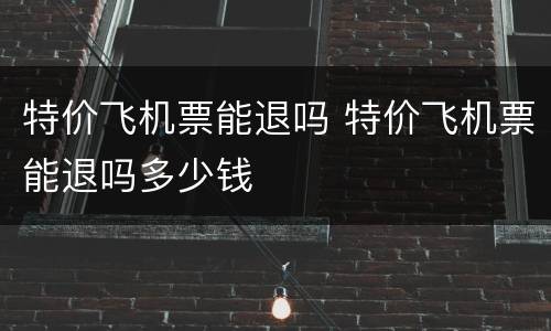 特价飞机票能退吗 特价飞机票能退吗多少钱